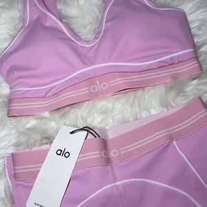 Alo Pink Sports Bra and Leggings Set